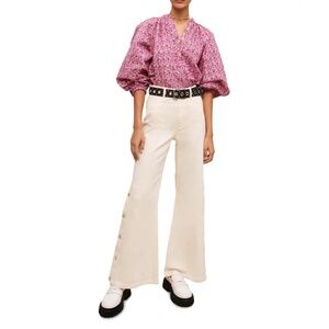 Parin Side Button Flared Leg Pants
